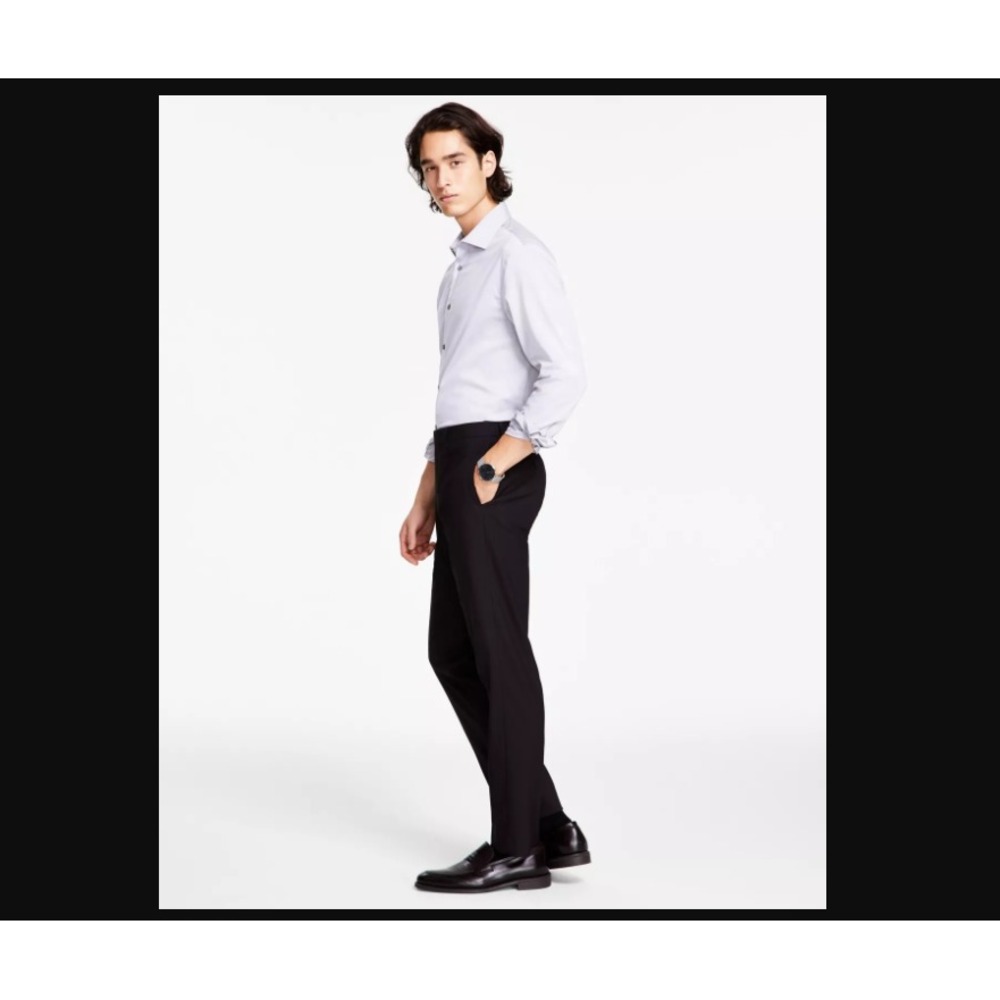 Calvin Klein NEW NWT Mens Slim Fit Plaid Dress‎ Pants Wine Red 36x32